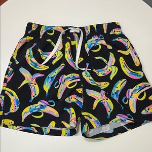 Chubbies Black and Yellow Banana Print Swim shorts size S
